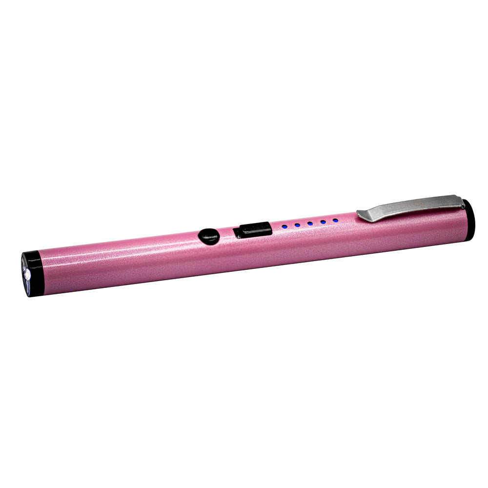 Stun Pen with Flashlight and Battery Meter Pink